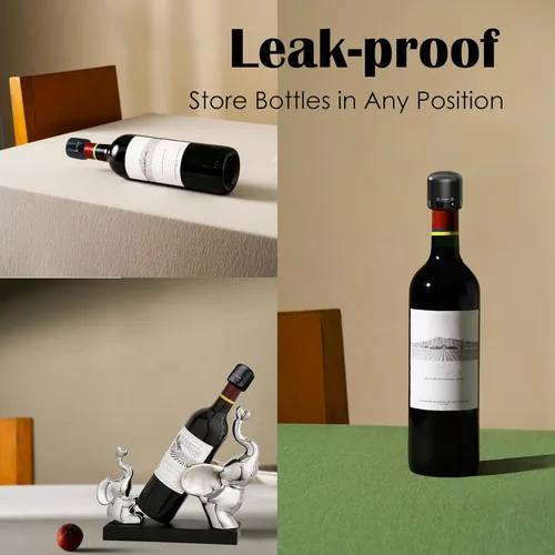 Vista 2 de Hosslearlear Tapones de vino para botellas de vino, corchos reutilizables de silicona, lindos accesorios para vino, juego de 4