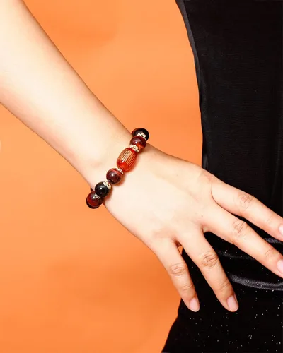 Vista 6 de Jewever Pulsera de triple protección Feng Shui Healing Stretch- Ojo de tigre - Obsidiana - Sutra ágata cuentas 0.472 in Piedra Unisex Joyería, Gema
