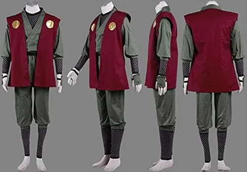 Vista 3 de ZNZXYCOS Conjunto de kimono de anime rojo y verde para adultos, talla estadounidense, para Halloween, cosplay, disfraz para hombre