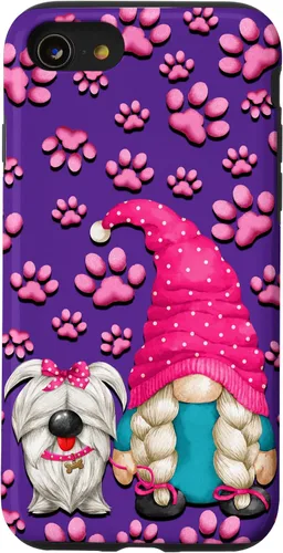 Vista 17 de iPhone 11 - Cosas de gnomo púrpura para mujer, patrón de pata rosa para perro, mamá