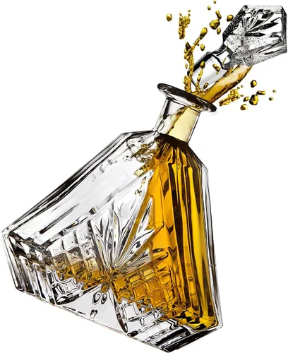 Vista 4 de Decantador de Whisky para Licor Scotch Bourbon o Vino, Corte Irlandés Triangular - 25.4 fl oz