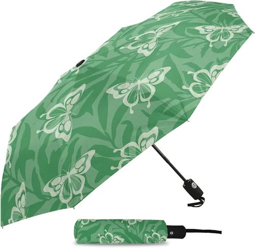 Vista 2 de DHDM Automatic Umbrella for Rain and Sun Male Women Beach Parasol Print Folding Umbrella