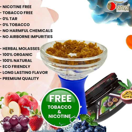 Vista 3 de Tanya Herbal Hookah Molasas 100% sin nicotina y tabaco Sabores de shisha de narguile orgánicos Mezcla de frutas Sabores de shisha 250g Frascos