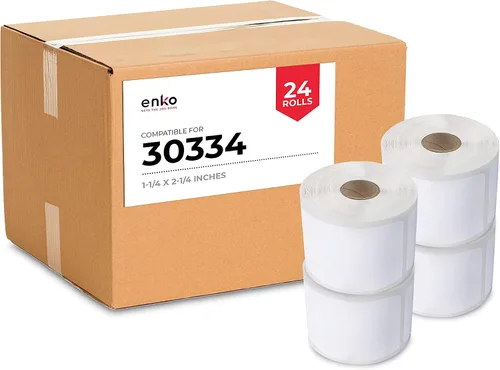 Vista 7 de enKo (6 rollos/6000 etiquetas) Código de barras multiusos compatible con Dymo 30334 (1-1/4 pulgadas x 2-1/4 pulgadas)