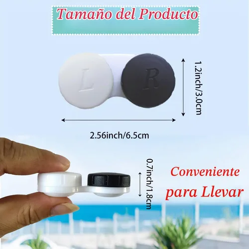 Vista 2 de Paquete de 4 Estuches para Lentes de Contacto a Granel Caja Contenedor de Remojo y Almacenamiento (Negro)