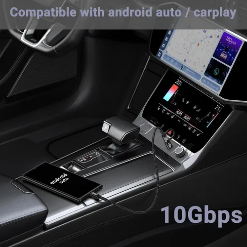 Vista 2 de Cable USB C 2 en 1 Android Auto de 1.5 pies [2 paquetes], USB-C de Negro
