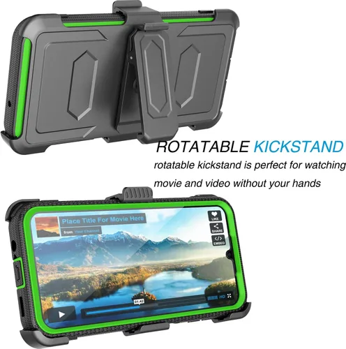 Vista 3 de Tekcoo Funda con clip para Galaxy A14 5G [Tshell] Absorción de golpes [Pantalla integrada] [Cinturón de bloqueo con función atril] Funda de cuerpo