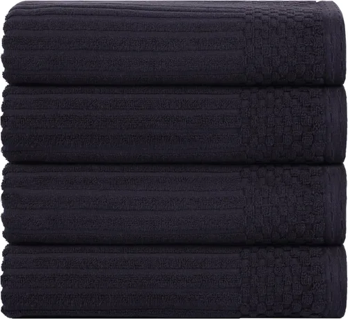 Vista 9 de Superior Juego de 6 toallas de algodón sólido y acanalado, toallas de cara de 13 x 13 pulgadas, toallas de mano de 16 x 28 pulgadas, toallas de baño