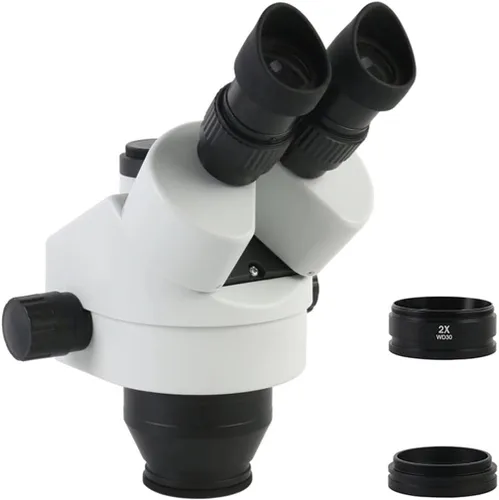 Vista 4 de Kit de accesorios para microscopio 3.5X 7X 45X 90X cabeza de microscopio trinocular simulfocal, zoom continuo 0.5X 2X Microscopio diapositivas
