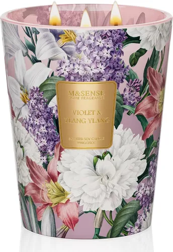 Vista 64 de M&SENSE - Vela de cera de soja natural aromática de 35 onzas, extragrande, 3 mechas, 150 horas, larga duración, combustión lenta, para decoración