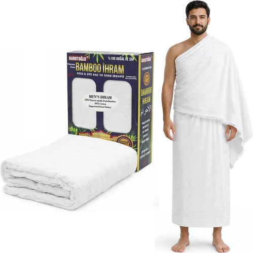 Vista 10 de Modefa Ihram islámico para hombre Umrah - Hajj Umrah Essentials - Juego de 2 piezas de Ehram Ahram para Hajj - Viscosa sin costuras hecha de bambú +