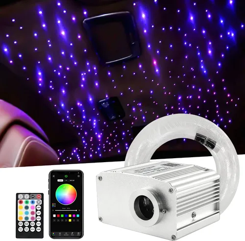 Vista 15 de ATOKEE Kit de Luminarias de Techo de Estrellas de 10W 150pcs 0.076cm 1.98m, Luces de Fibra Óptica con Efecto de Estrellas y Sonido Activadas