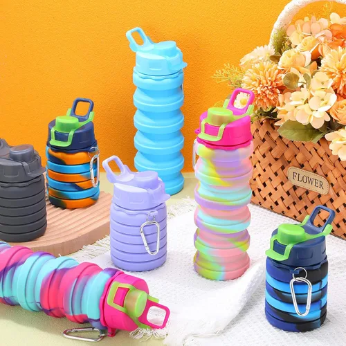Vista 7 de Sunnyray 14 botellas de agua plegables a granel de 17 oz (500 ml)