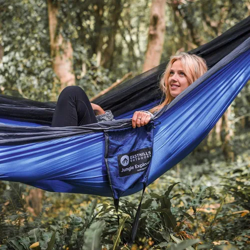 Vista 9 de Easthills Outdoors Jungle Explorer - Hamaca doble para acampar de 118 x 79 pulgadas, ligera, antidesgarros, nailon para 2 personas, con red