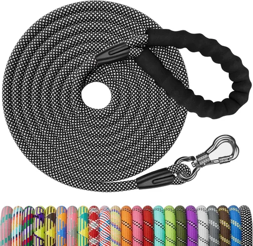 Vista 16 de NTR Correa de perro de 3 pies resistente, Correas de perro de cuerda verde con gancho giratorio y con candado y mango acolchado cómodo, Correa