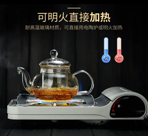 Vista 8 de Tetera de vidrio de 20 onzas con infusor, juego de tetera de borosilicato para té suelto, tés florales, estufa y microondas (20.3 fl oz)