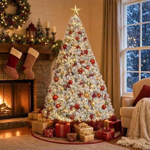 Vista 10 de Árbol de Navidad preiluminado de 6 pies con 210 luces Verde-clásico