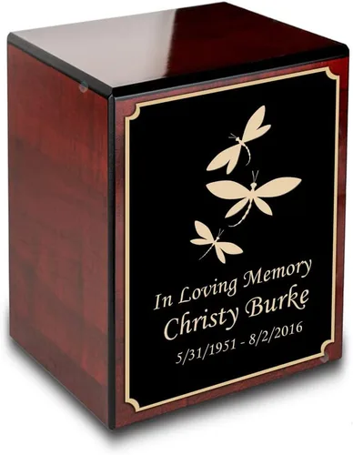 Vista 26 de GetUrns Caja conmemorativa de urna de cremación de cereza pequeña grabada personalizada para cenizas (gloria americana)