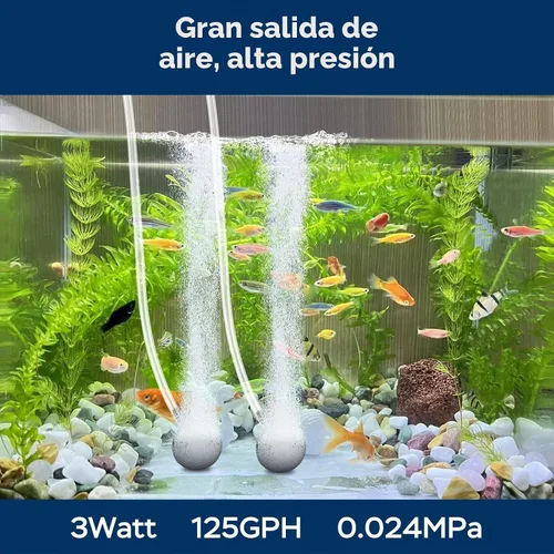 Vista 2 de AquaMiracle Aquarium Air Pump 3W/6W/10W, Super Quiet Powerful Fish Tank Air Pump with Double-Layer Sound Insulation, Adjustable Pond Aerator Pump
