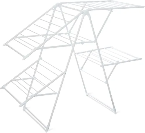 Vista 6 de Amazon Basics Tendedero de ropa de metal plegable de 2 alas, 61x23.6x39.3 pulgadas, blanco
