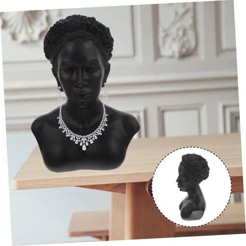 Vista 9 de Cabilock Adorno de joyería de retrato, joyería para mujer, aretes, organizador de joyas para mujer, collar, organizador de joyas, estatua africana