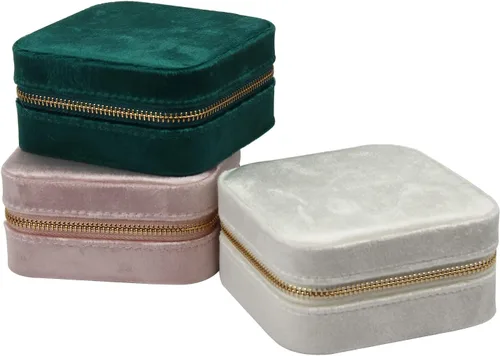 Vista 9 de Jwinkumy Mini organizador de joyas caja de viaje con espejo, portátil, pequeño, soporte de almacenamiento de terciopelo para anillos, aretes