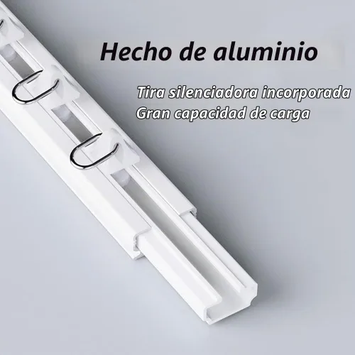 Vista 5 de Techo de doble cortina y montaje en pared, riel de cortina de 6 pies para ventana Heavy duty aluminum sliding track with enough silent runners and