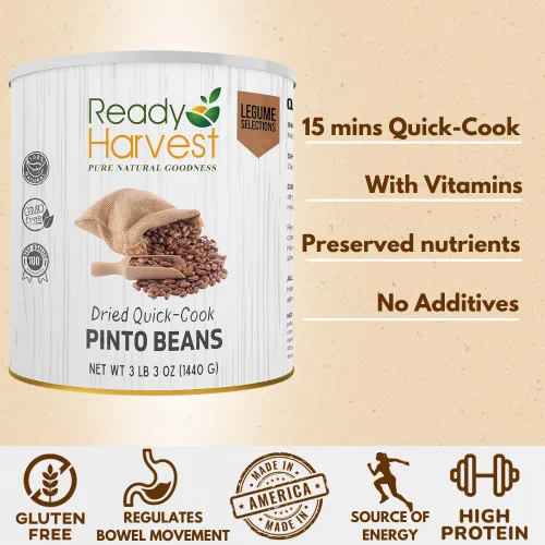 Vista 5 de Ready Harvest Alimentos de emergencia – Frijoles pintos de cocción rápida Frijoles precocidos, solo tienes que añadir agua caliente Lata #10