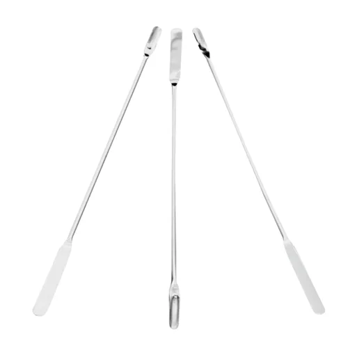 Vista 2 de Níquel/SS Lab espátulas con cuchara 0.5" X 1.25" Flat extremos, Hayman estilo; 3/pk