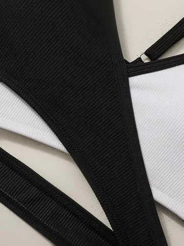Vista 9 de Aulyffo Conjunto de bikini para niñas, traje de baño de dos piezas, traje de baño cruzado para niñas