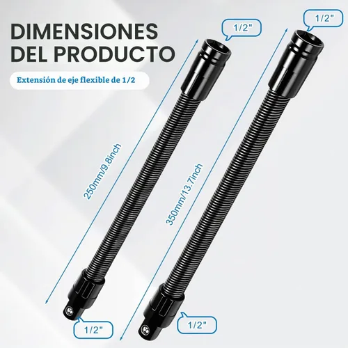 Vista 6 de Extensor de extensión de eje flexible de 1/2, extensor giratorio de 360° para trinquete y llave eléctrica, herramienta de accionamiento manual