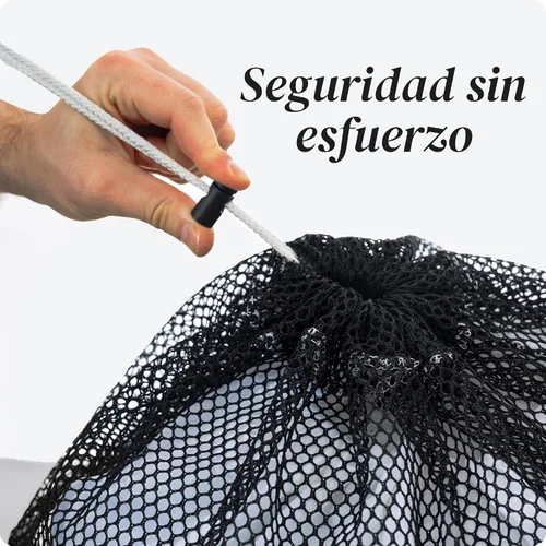 Vista 6 de Bolsa de lavandería de malla XL de Handy Laundry - Duradera, lavable a máquina con cierre de cordón seguro - Perfecta para dormitorios Negro