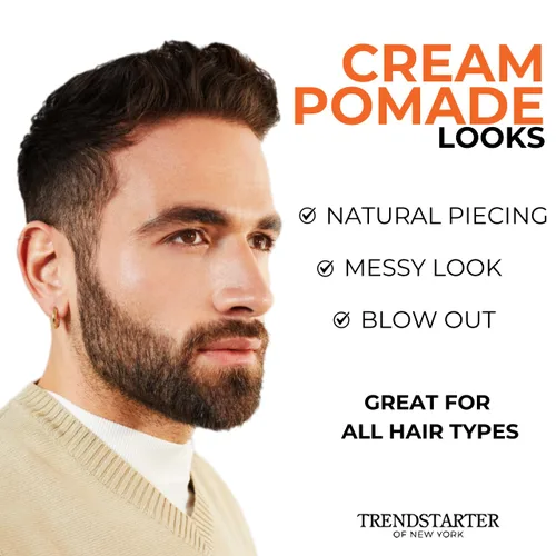 Vista 4 de TRENDSTARTER - Paquete de muestra de pomada mate premium para hombre - Crema, cera, pasta formadora, fibra espesante