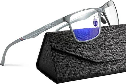 Vista 47 de ANYLUV Blue Light Glasses Men, Relieve Eyestrain and Eye Protection, Al-Mg Metal Computer Blue Light Blocking Glasses