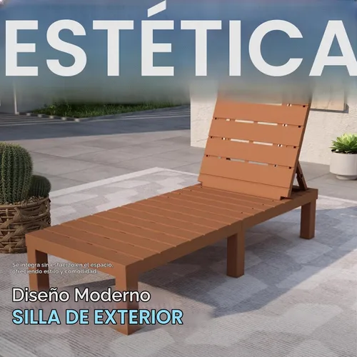 Vista 4 de DIMAR GARDEN Tumbona al aire libre, silla de piscina de resina impermeable reclinable, caramelo