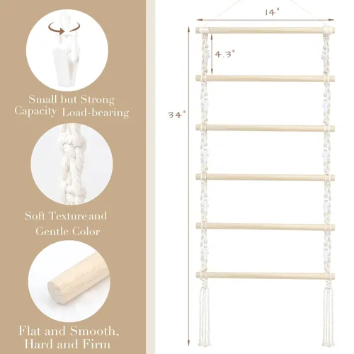 Vista 2 de Organizador de pinzas para el cabello, soporte colgante de macramé para el cabello y almacenamiento para niñas, colgador de clips de garra