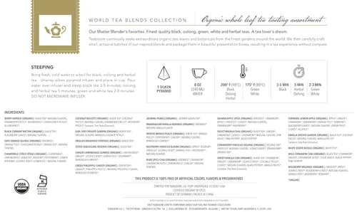Vista 6 de Teabloom - Colección de té piramidal más fina del mundo, 24 variedades de tés orgánicos y kosher certificados por USDA - Té negro, té verde, té