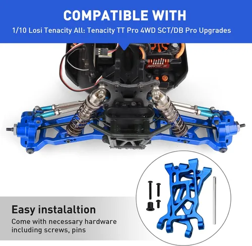 Vista 4 de Brazo delantero de aluminio Set Suspensión A-Arms para 1/10 Losi Tenacity Todos: Tenacity TT Pro 4WD SCT/DB Pro Actualizaciones, Sustituye LOS234016