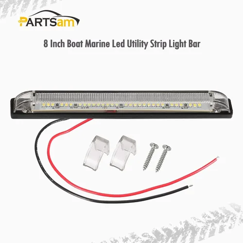 Vista 2 de Partsam – Tira de luces utilitarias, 18 diodos ledes, impermeable, color blanco, de 4 x 8 pulgadas, 12 V, universal