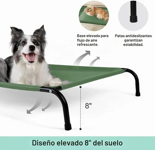 Vista 6 de Cama elevada refrescante para perros con protectores de piso antideslizantes y malla transpirable, hamaca cuna elevada para interiores y exteriores