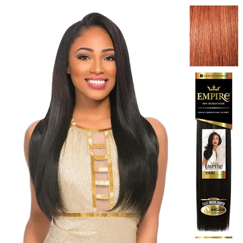 Vista 24 de Sensationnel - Cabello humano Empire Yaki, tejido sin enredos para un tejido rápido y estilo cosido para conseguir reflejos artificiales, paquete