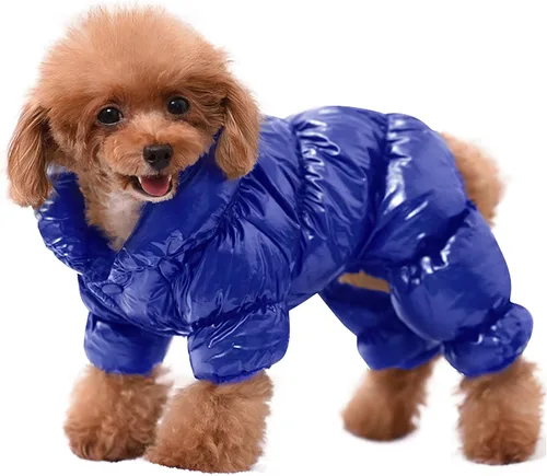 Vista 9 de AOFITEE Abrigo para perro, chaqueta impermeable para perro, abrigo de invierno para perros de cuerpo completo, traje de nieve, chaqueta acolchada a