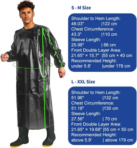 Vista 2 de SUJAN Traje Antisalpicaduras Delantal Impermeable Resistente a Químicos, Mono de PVC de Manga Larga Splash suit, chemical resistant smock, safety