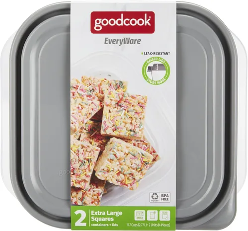 Vista 8 de GoodCook EveryWare - Recipiente cuadrado extra grande para almacenamiento de alimentos, paquete de 2, sin BPA
