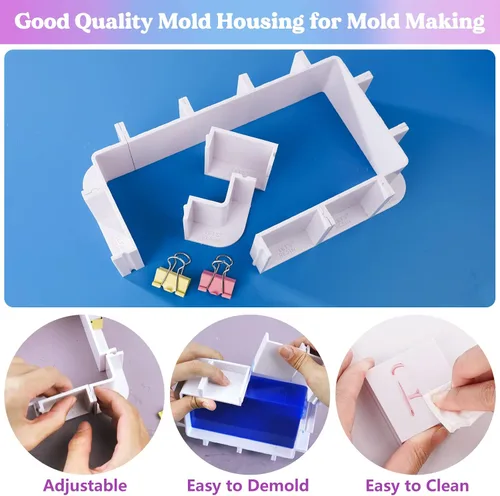 Vista 7 de LET'S RESIN Carcasa de Molde Ajustable para Fabricación de Moldes de Silicona (No para Uso Directo de Resina), Molde de Silicona para Fabricación