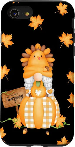 Vista 8 de Funda para iPhone 12 mini de Acción de Gracias de Gnomo, hojas de otoño a cuadros