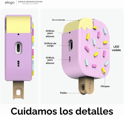 Vista 4 de elago Funda de helado para AirPods Pro 2 Azul (Arándano)