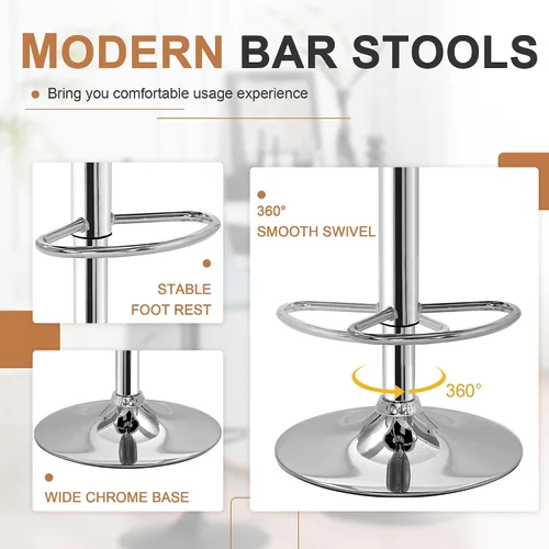 Vista 14 de VECELO Juego de 2 taburetes de bar ajustables, taburetes de altura de barra para encimera de cocina