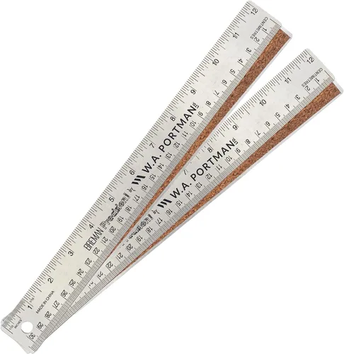 Vista 8 de Regla de metal de 12 pulgadas de Breman Precision con respaldo de corcho – Regla de borde recto de acero inoxidable, flexible, antideslizante