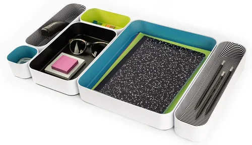 Vista 5 de Organizador de cajones Seattle Three by Three Deep 2" food-safe colorful metal bins; soft non-scratch base; kitchen, vanity, bathroom & office